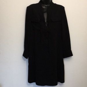 Theory Black Lace-Up Tunic Blouse: Size 4